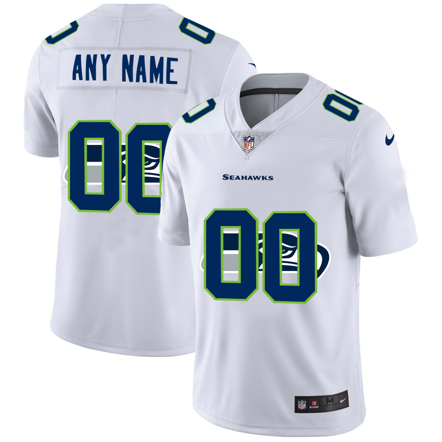 Wholesale Seattle Seahawks Custom White Men Nike Team Logo Dual Overlap Limited NFL Jersey->customized nfl jersey->Custom Jersey
